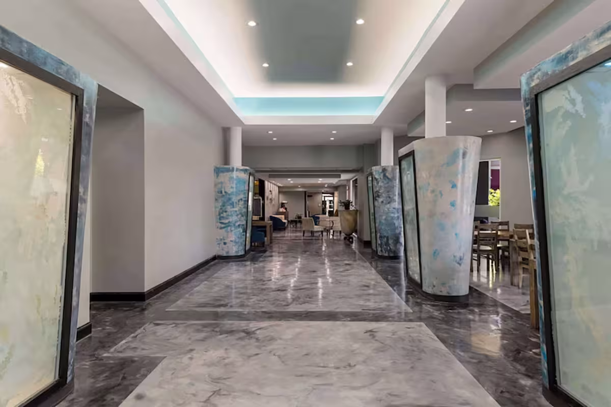 The main hallway headed to the Arc Light Bar at the Clarion Hotel in San Angelo, Texas